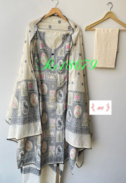 Mul Chanderi Unstitched Ladies Suit RC-18679 – view 3