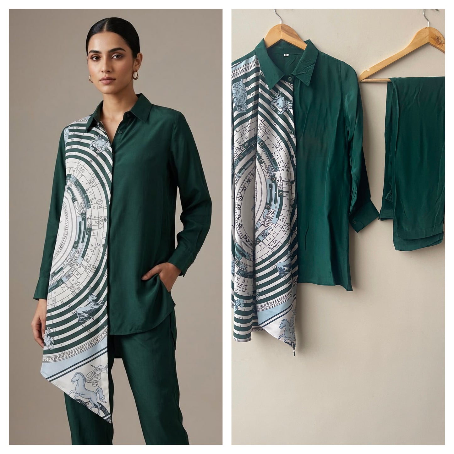 Satin crepe printed stitched ladies coord set Rc19190