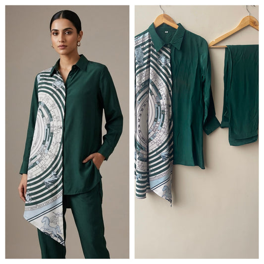 Satin crepe printed stitched ladies coord set Rc19190