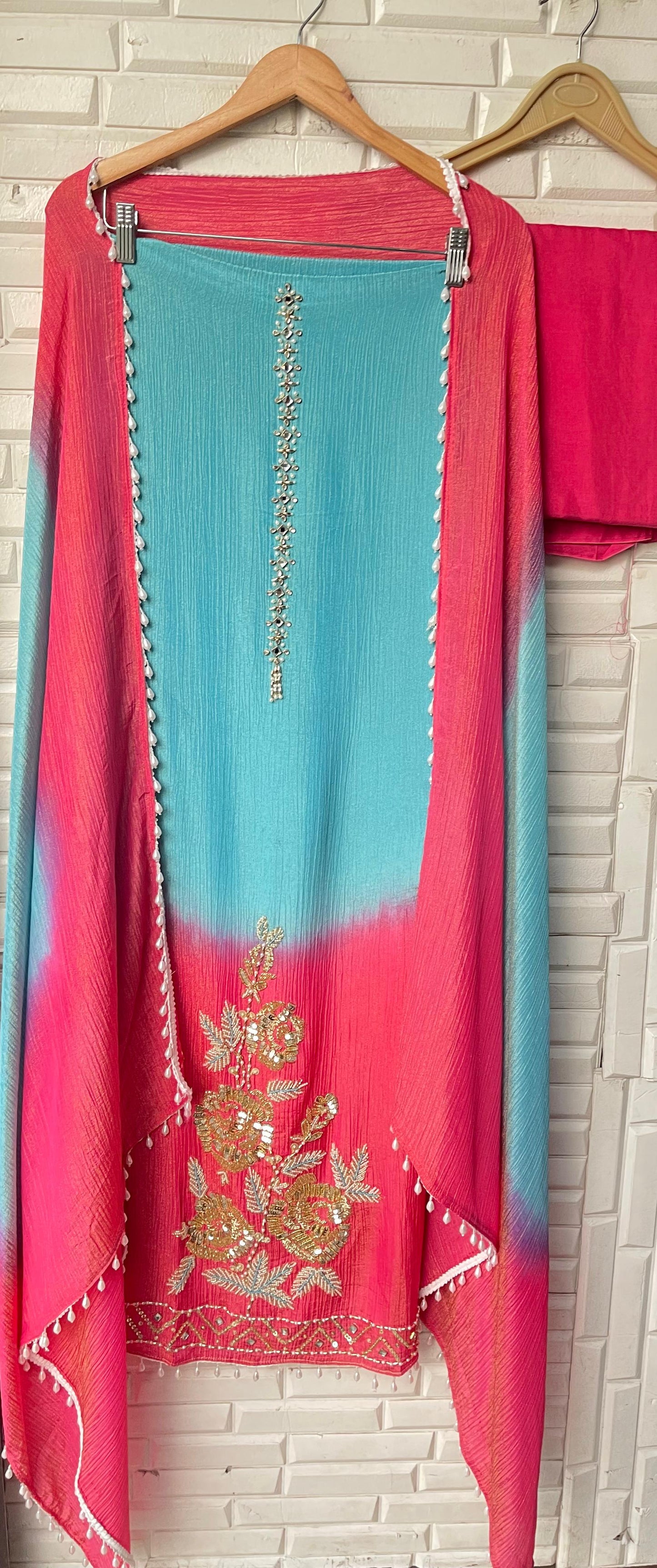 Crushed shimmer tissue unstitched ladies suit Rc17774 (a)