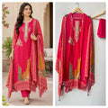 Crepe Satin Printed Unstitched Designer Suit Set
