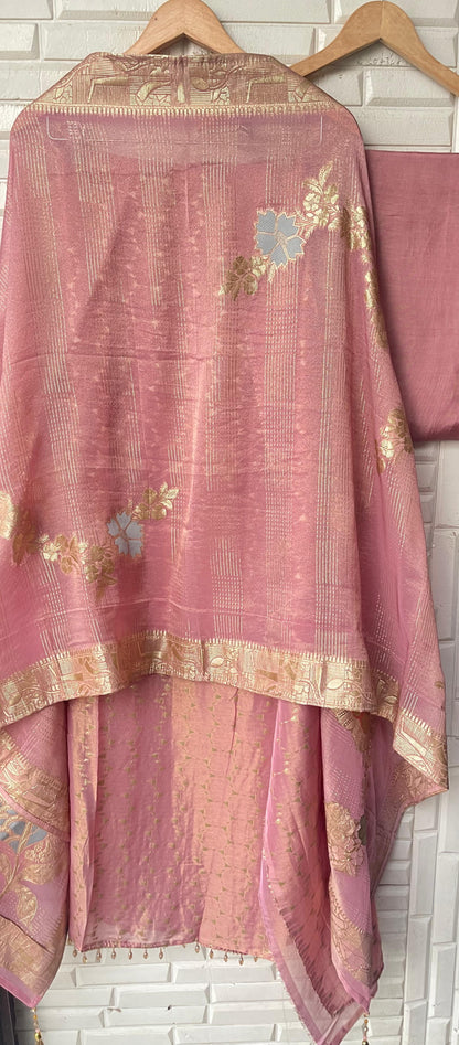 Banarasi shimmer silk unstitched ladies suit Rc17761 (b)