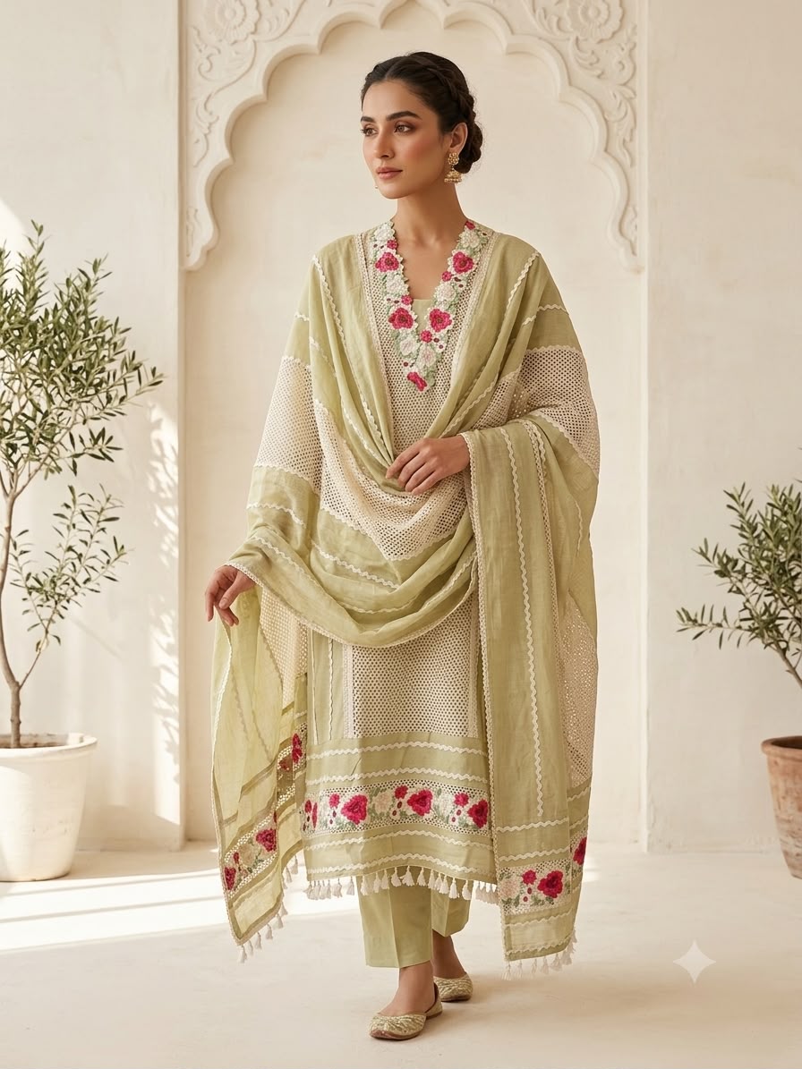 Chanderi cotton unstitched ladies suit Rc19034