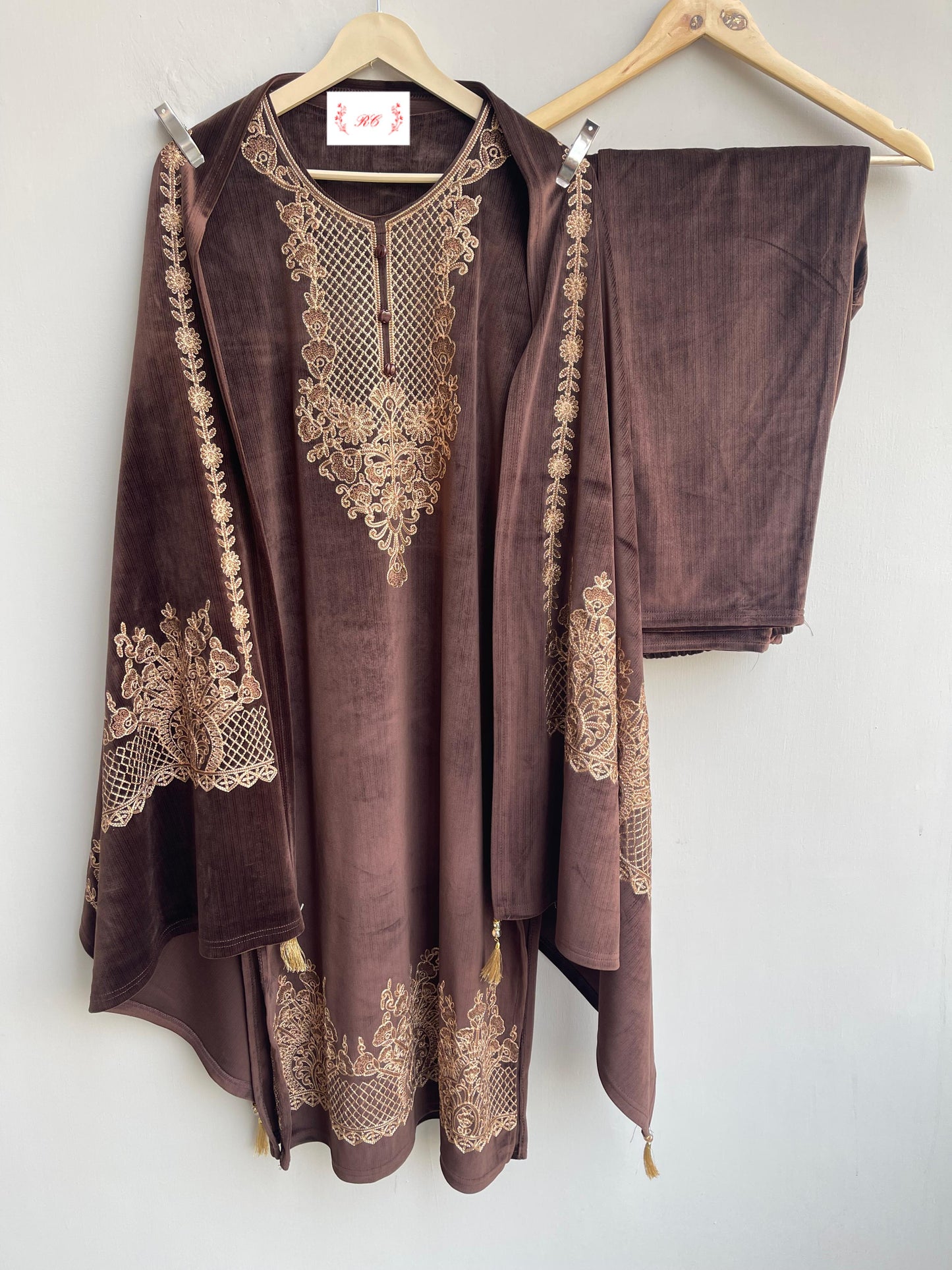 Micra velvet embroidered readymade ladies winter coord set Rc18800