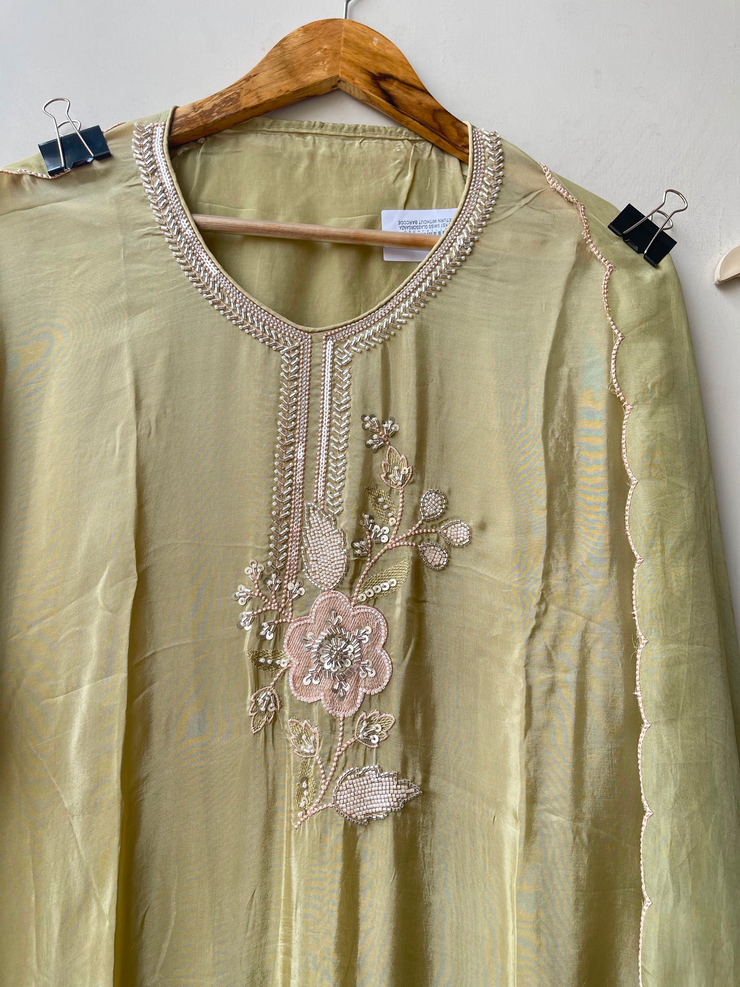 Crepe satin unstitched ladies suit Rc19060 (b)