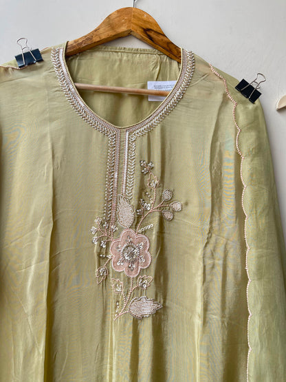 Crepe satin unstitched ladies suit Rc19060 (b)