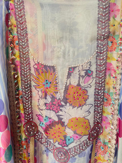 Organza unstitched ladies suit Rc17707