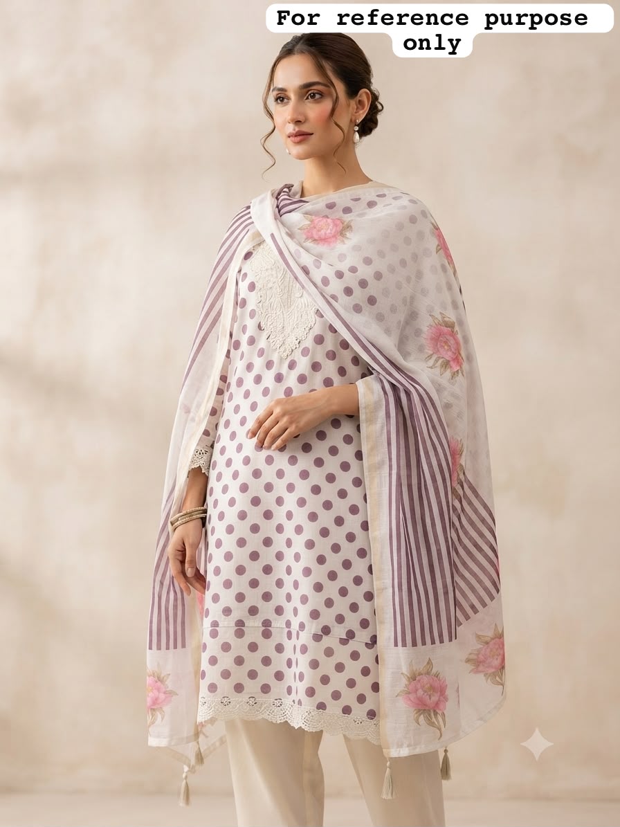 Mul chanderi polka dots printed unstitched ladies suit Rc19209 (b)