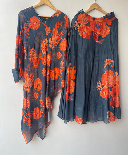 Georgette printed stitched ladies coord set Rc19208