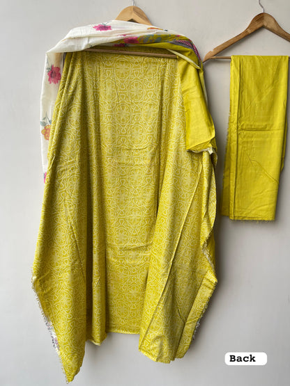 Cotton Unstitched Printed 3 pcs Designer Suit Set