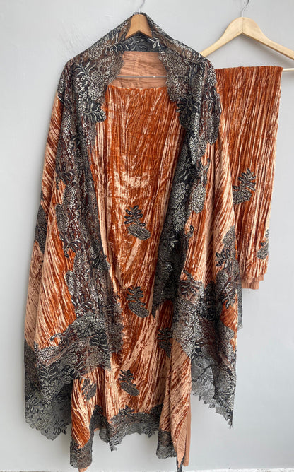 Micra crushed velvet unstitched ladies suit Rc18256