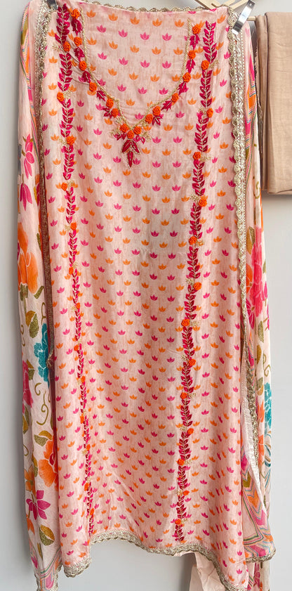 Glass organza unstitched ladies suit Rc17897