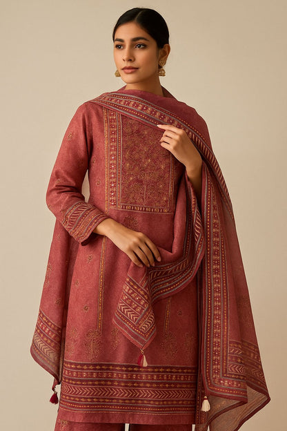 Linen silk unstitched ladies suit Rc17757 (b)