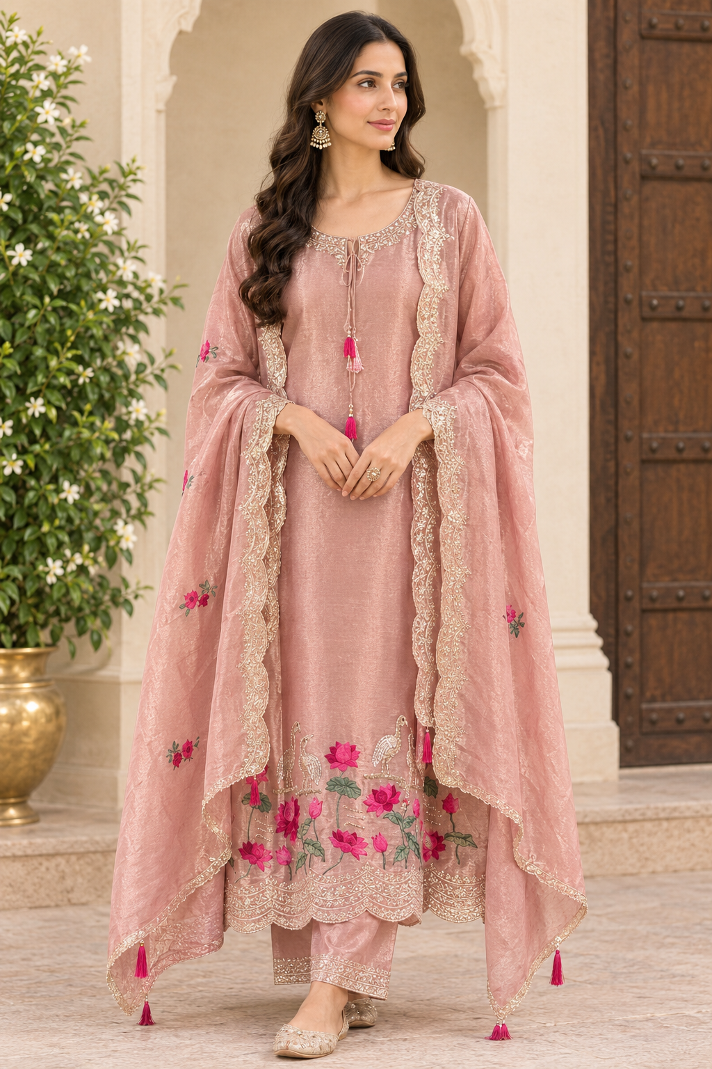 Shimmer Silk Unstitched 3 Piece Designer Suit Set