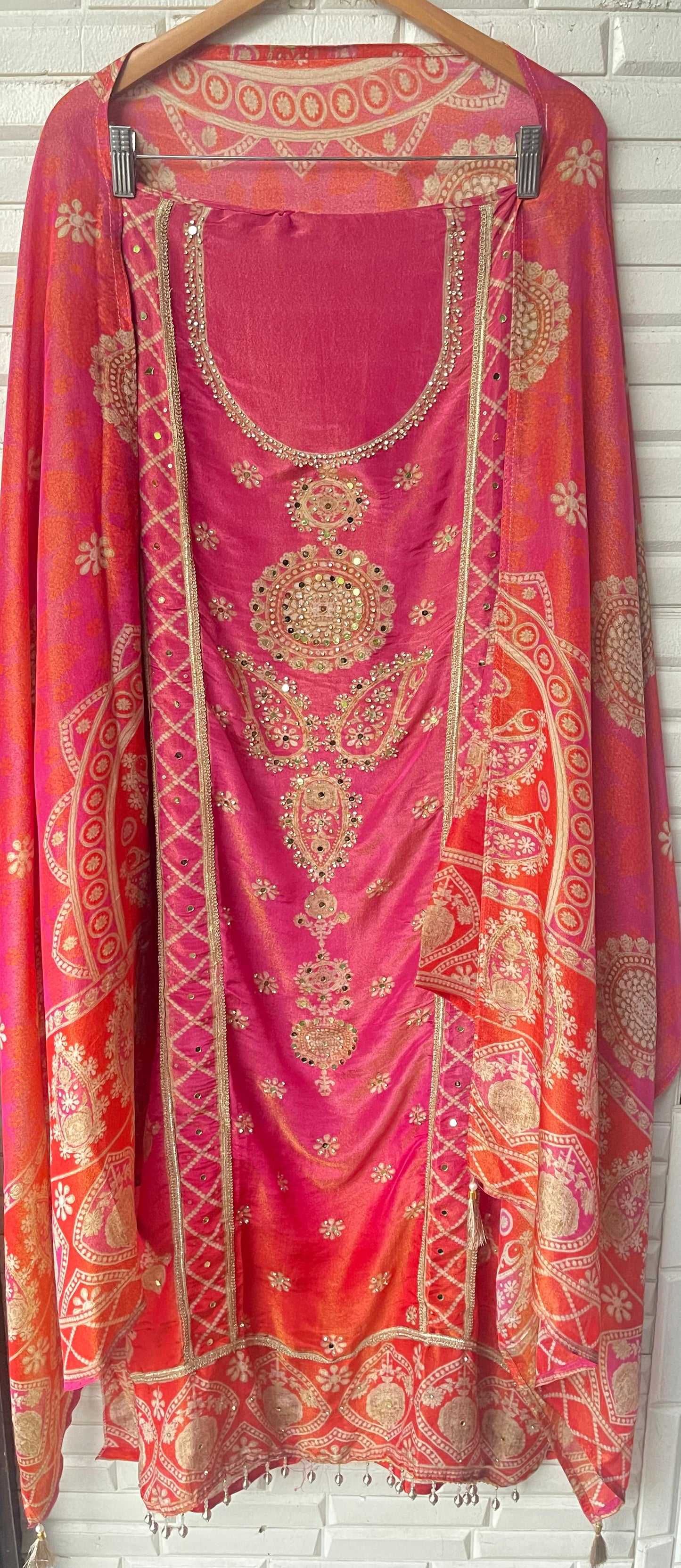 Shimmer silk unstitched ladies suit Rc17776