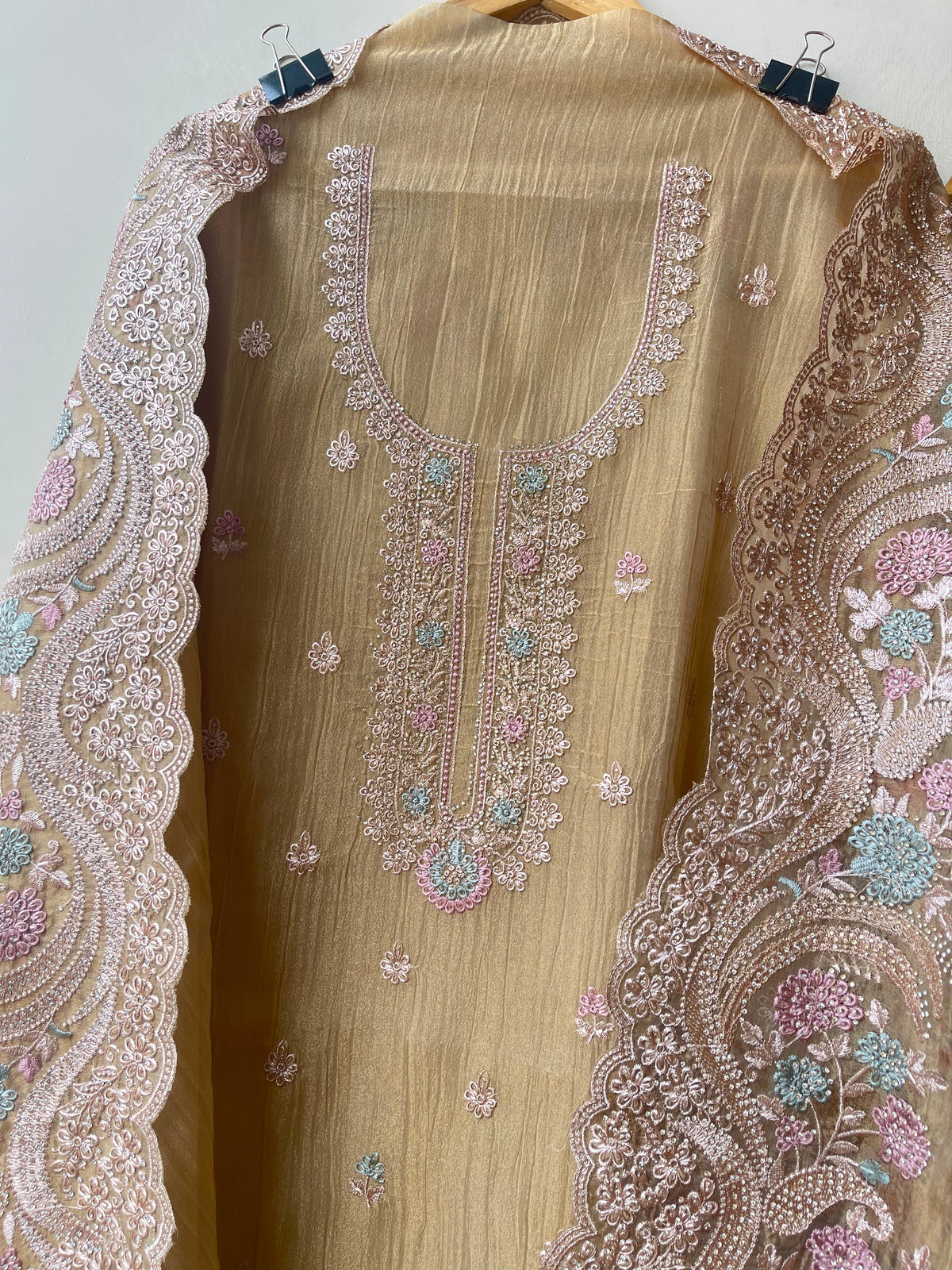 Pure Crushed Shimmer Tissue Ladies Unstitched Suit with Zari Embroidery RC-19268(B) - Royal Chic by Priti (photo 8)
