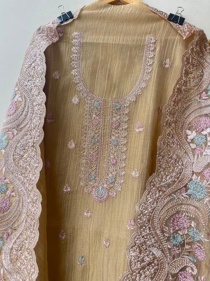 Pure Crushed Shimmer Tissue Ladies Unstitched Suit with Zari Embroidery RC-19268(B) - Royal Chic by Priti (photo 8)