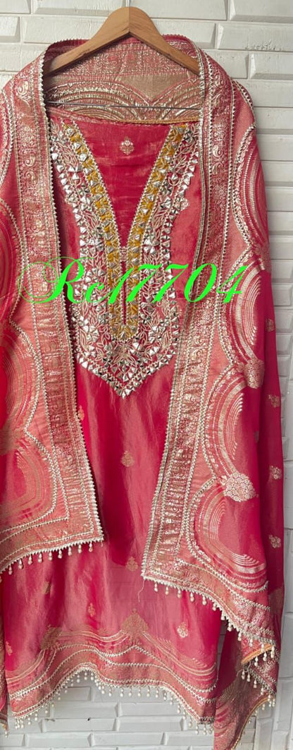 Banarasi shimmer silk unstitched ladies Rc17704