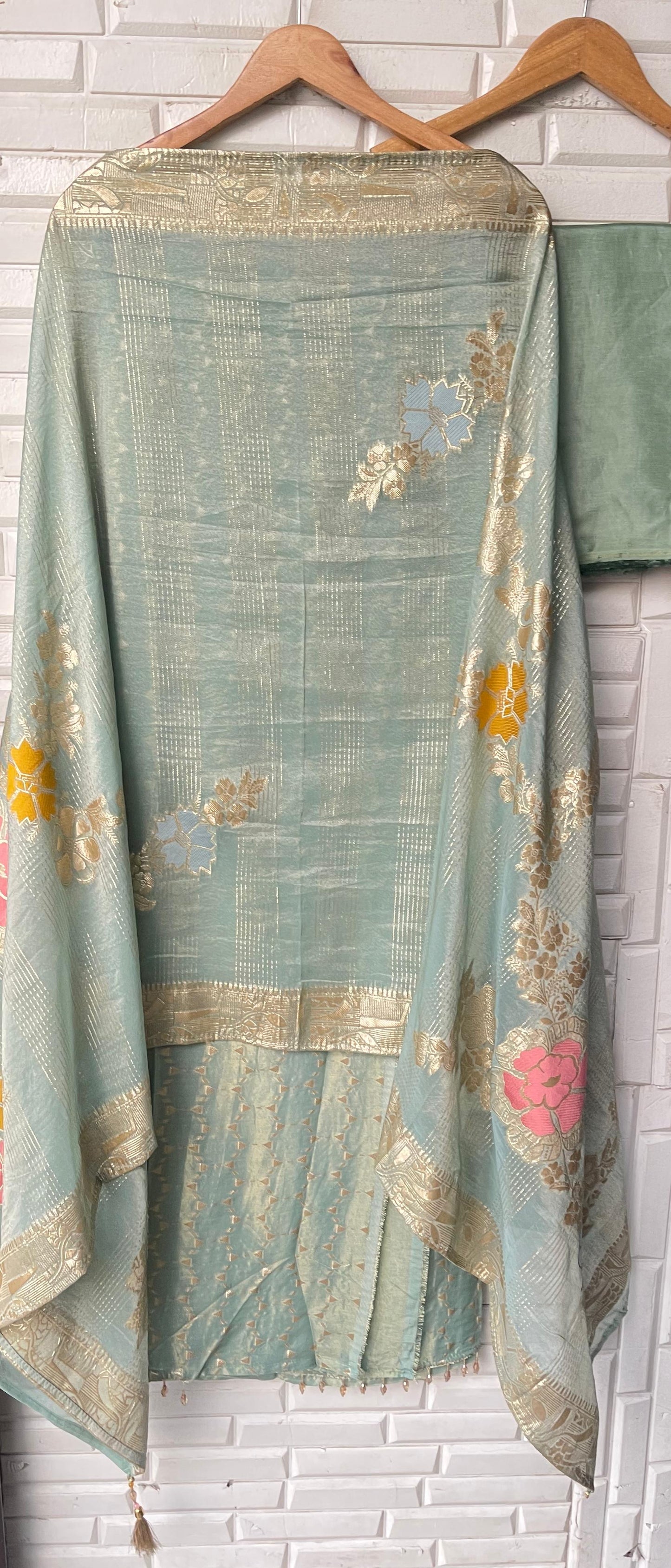 Banarasi shimmer silk unstitched ladies suit Rc17761 (c)