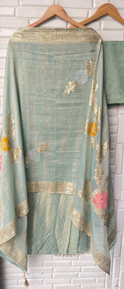 Banarasi shimmer silk unstitched ladies suit Rc17761 (c)