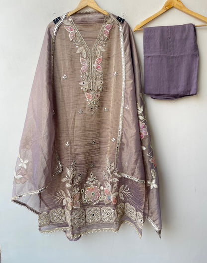 Elegant shimmer tissue ladies unstitched suit