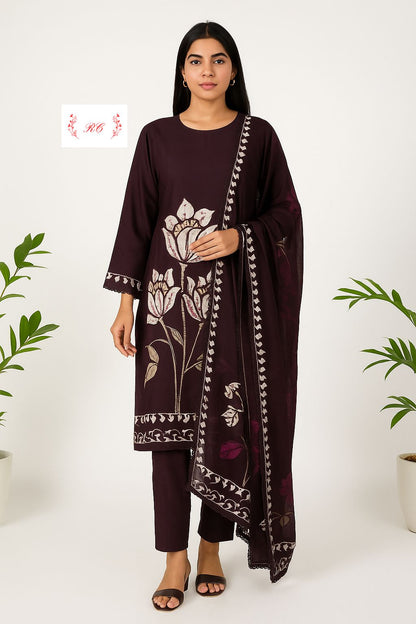 Organza crepe unstitched ladies suit Rc17525