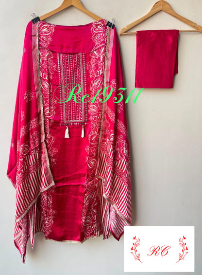 Gajji silk printed unstitched ladies suit Rc19311 (b)