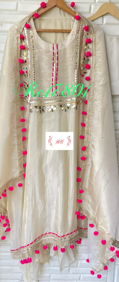 Banarasi shimmer silk unstitched ladies suit Rc17801