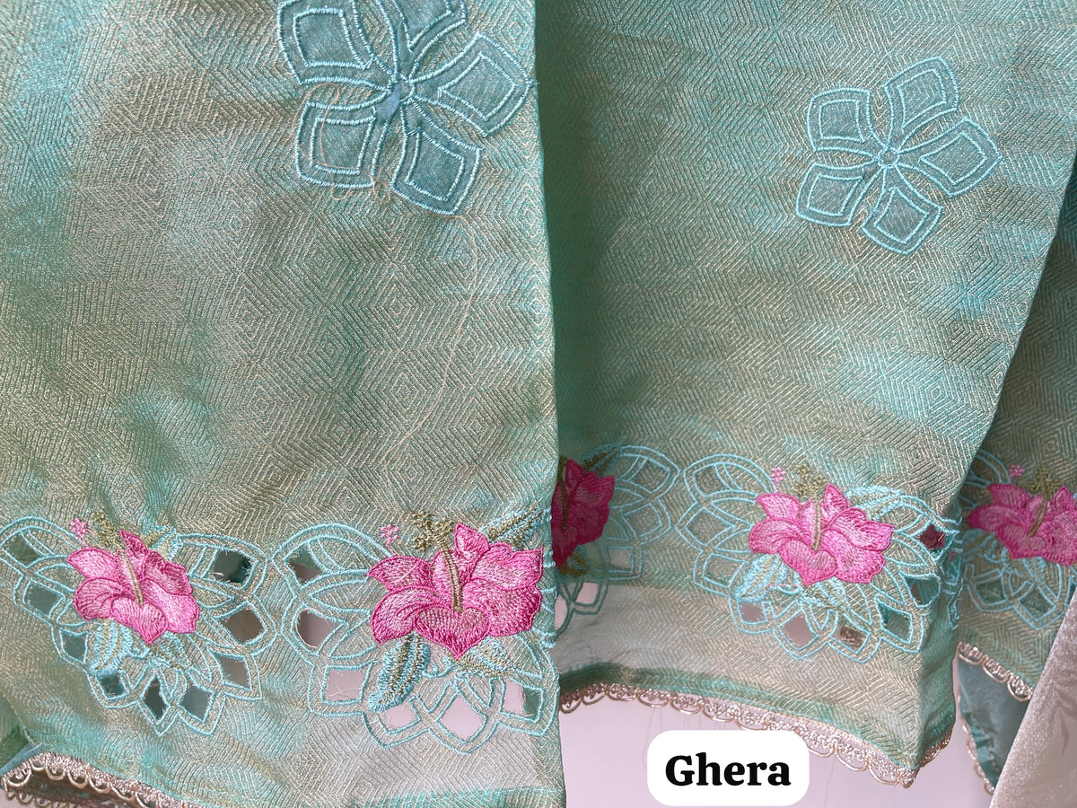 Designer Self Shimmer Silk 3 pcs Unstitched Suit Set