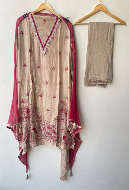 Elegant Resham Embroidered Unstitched Suit Set