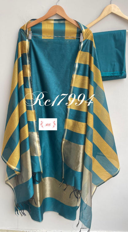 Chanderi silk unstitched ladies suit Rc17994 (c)