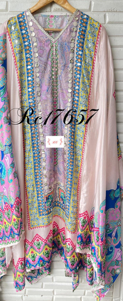 Silk unstitched ladies suit Rc17657