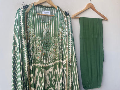 Gajji silk printed unstitched ladies suit Rc19335