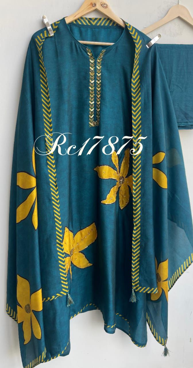 Tassar silk unstitched ladies suit Rc17875