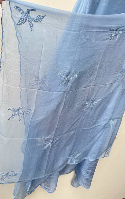 Premium Glass Organza Unstitched 3 Pcs Designer Suit Set
