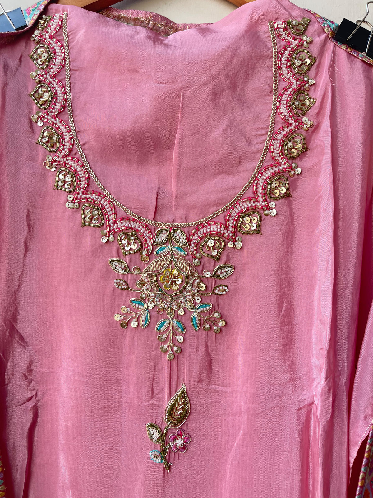 Premium Embroidered Crepe Satin Unstitched 3 Pcs Designer Suit Set