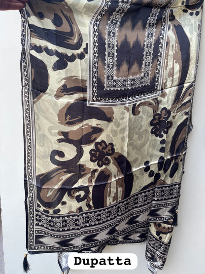 Gajji satin silk printed ladies unstitched suit Rc19307