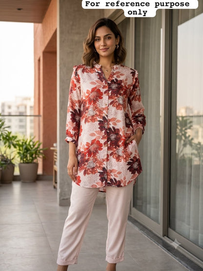 Soft muslin printed stitched ladies coord set Rc19209