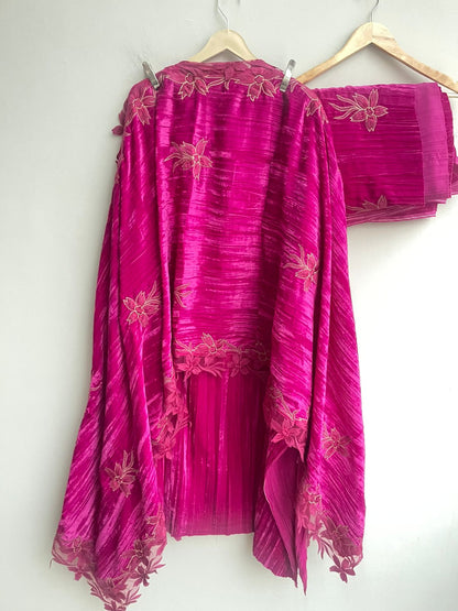 Crushed micra velvet unstitched ladies suit Rc17880