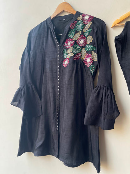 Cotton silk stitched ladies coord set Rc19182