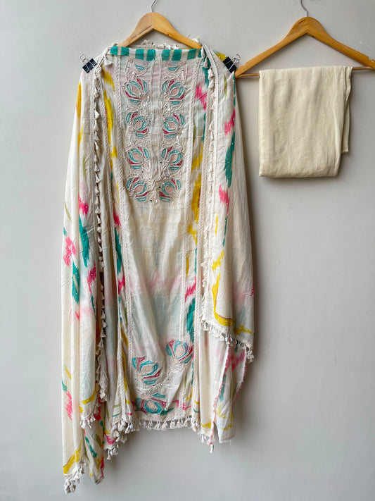 Mul Chanderi Printed Ladies Unstitched Suit with Mirror Work RC-19237(B) - Royal Chic by Priti (photo 2)