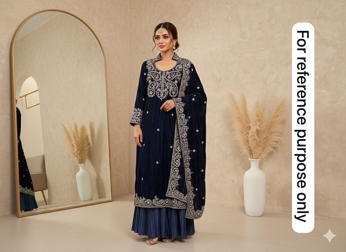 Crushed micra velvet unstitched ladies suit Rc18254