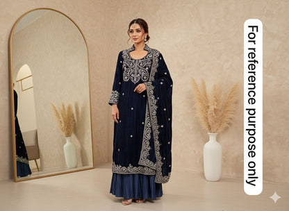 Crushed micra velvet unstitched ladies suit Rc18254