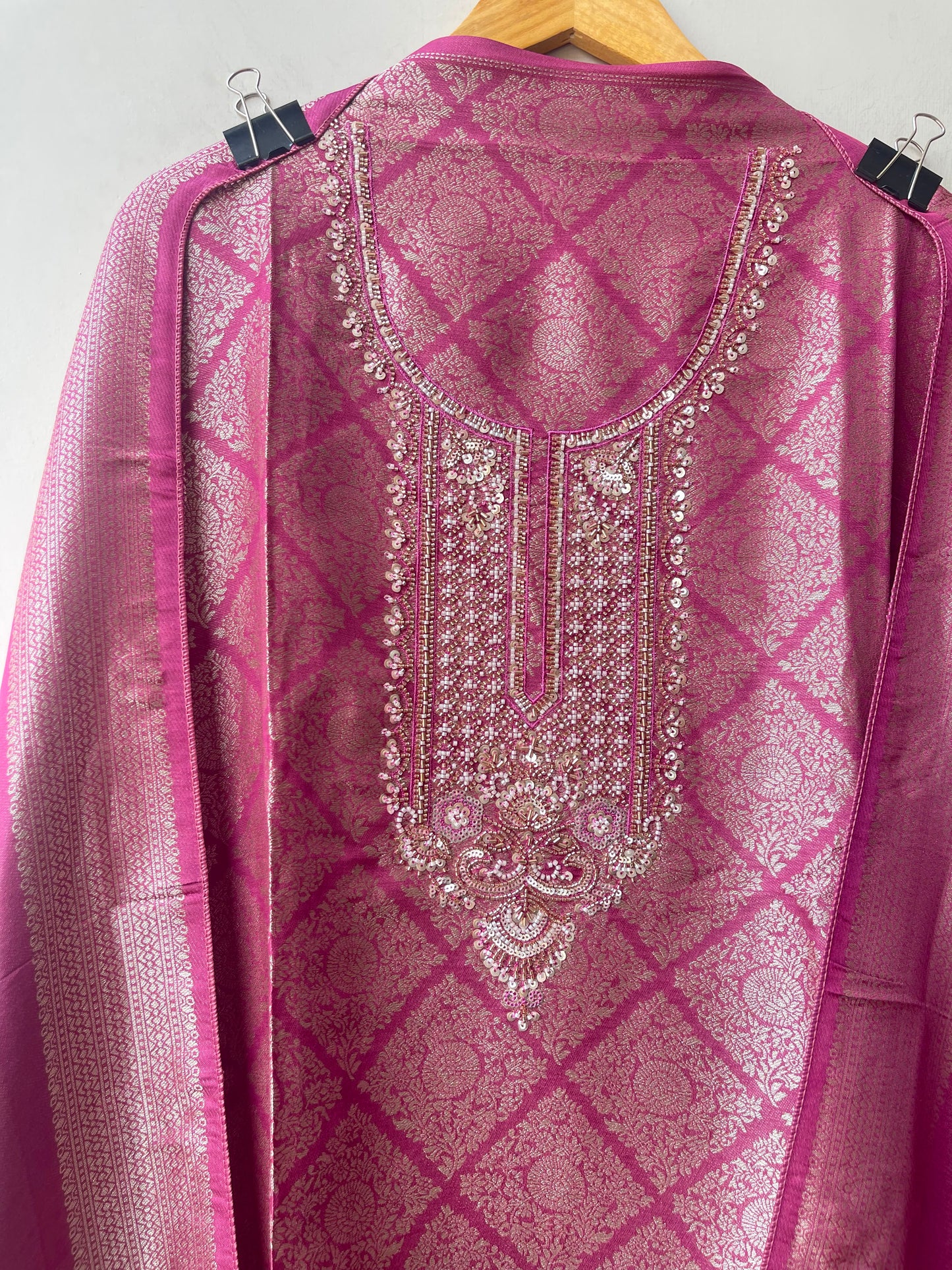 Fine Banarasi shimmer silk unstitched ladies suit Rc19267 (b)