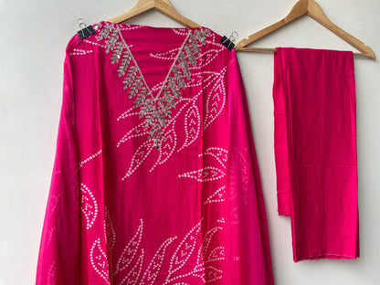 Muslin baandni printed unstitched ladies suit