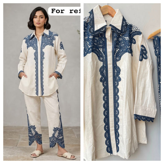 Linen stitched ladies coord set Rc19098