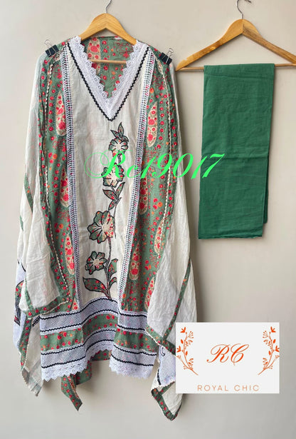 Cotton Printed Unstitched Ladies Suit with Resham Patchwork RC-19017 - Royal Chic by Priti (photo 8)