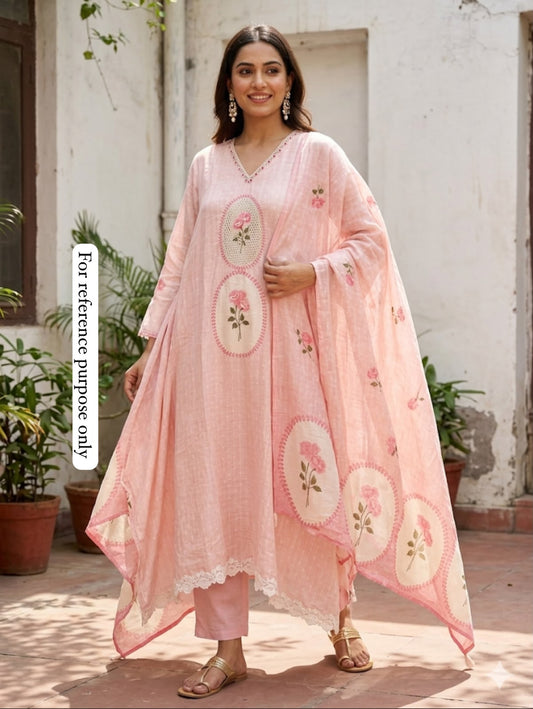 Self linen printed unstitched ladies suit Rc18999