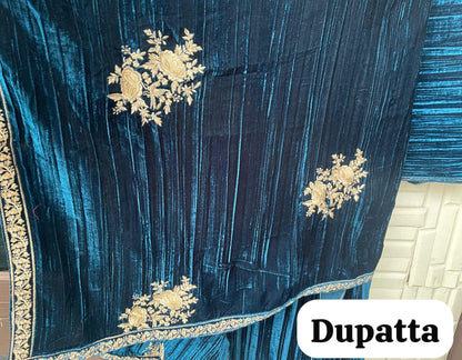 Micra crushed velvet unstitched ladies suit Rc18211