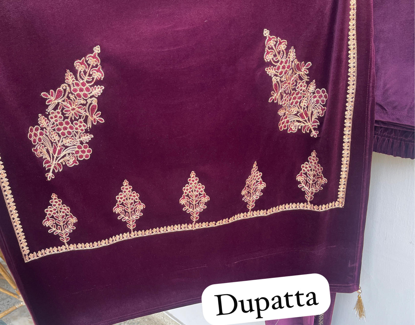 Readymade velvet ladies winter suit Rc18824